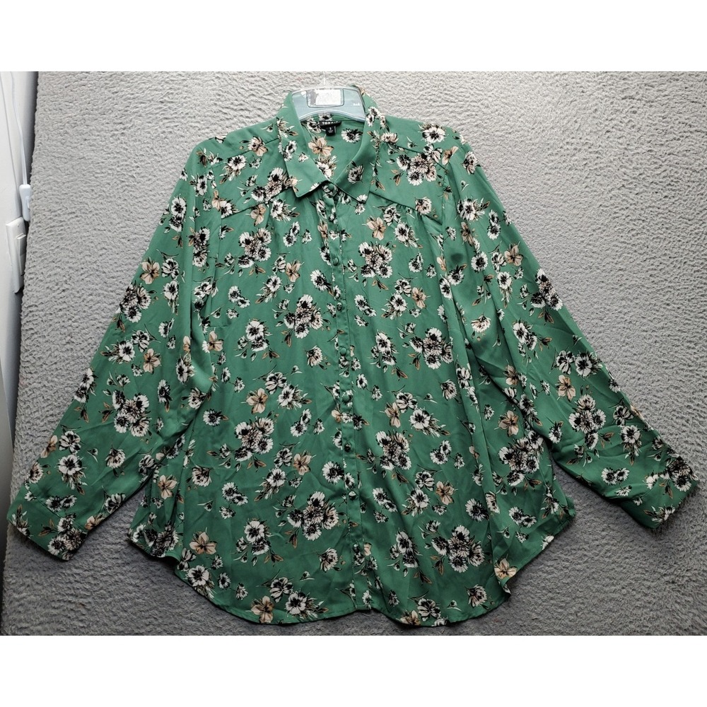 Torrid Shirt Top Womens Size 3 Multi Floral Long Sleeve Collar Casual Button-Up